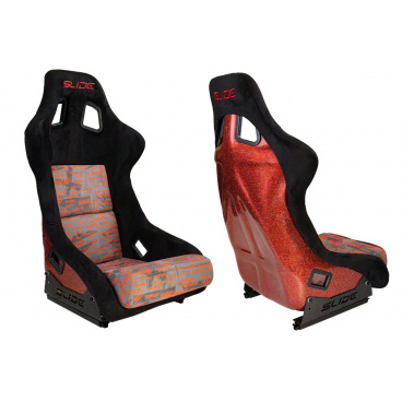 Sportstuhl SLIDE KS2 Premium Schwarz Personal Words Velours & Roter Glitzer