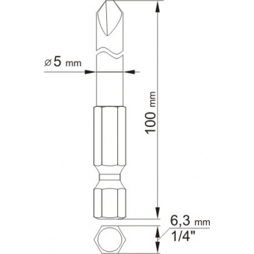 Bitsatz 1/4" 2-tlg. Profil YL=100 mm #1, #3