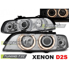 BMW E39 1995-03 KLARES VORDERE LICHT ANGEL EYES D2S/H7 CHROM
