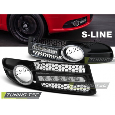 LED-Tagfahrlichter im Nebelscheinwerfergitter AUDI A4 04-08 BLACK S-LINE