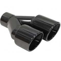 Edelstahl-Doppelende schwarz (Einlass 63 mm, Auslass 89 mm) rechts oder links