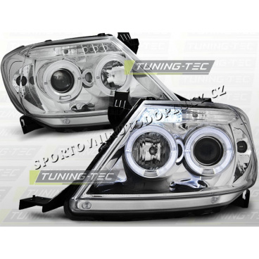 TOYOTA HILUX 2005–11 KLARES VORDERE LICHT ANGEL EYES CHROM TOYOTA HILUX 2005–11 KLARES VORDERE LICHT ANGEL EYES CHROM