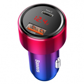 Baseus Magic USB + USB-C QC 4 Autoladegerät.0 PD 45W rot-blau