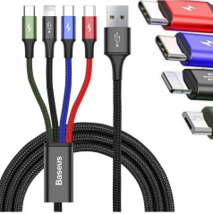 Multikabel für Telefon USB/ 4 Anschlüsse 2xUSB-C / Lightning / Micro 3,5A 1.2m