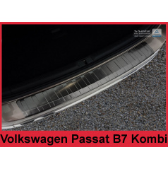 Edelstahlabdeckung - schwarzer Schwellenschutz für die hintere Stoßstange des Volkswagen Passat B7 Kombi 2011-14