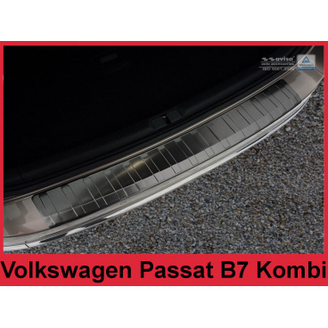 Edelstahlabdeckung - schwarzer Schwellenschutz für die hintere Stoßstange des Volkswagen Passat B7 Kombi 2011-14