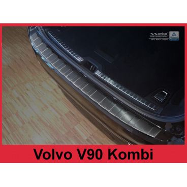 Edelstahlabdeckung – schwarzer Schwellenschutz für die hintere Stoßstange Volvo V 90 Kombi 2016+
