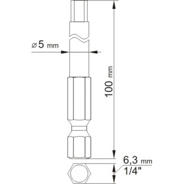 Bitsatz 1/4" 2 Stück IMBUS L=100 mm 3,5 mm