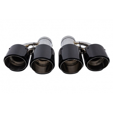 Endstück Schalldämpfer 101mmx2 Eingang 76mm Carbon Glanz Set