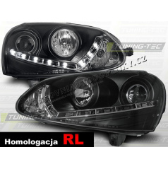 VW GOLF V 2003-09 FRONT CLEAR LIGHTS DAYLIGHT LED BLACK