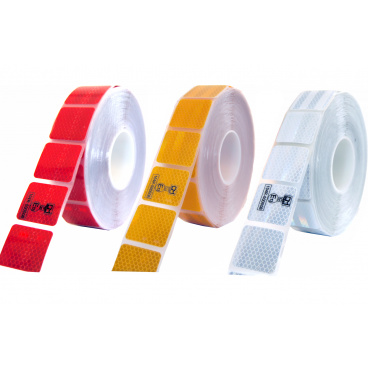 Selbstklebendes Reflexband geteilt 1m x 5cm gelb, weiß, rot
