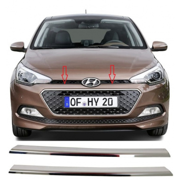 Edelstahl-Frontverkleidungsstreifen Hyundai i20 2014-18 2 Stk Edelstahl-Frontverkleidungsstreifen Hyundai i20 2014-18 2 Stk