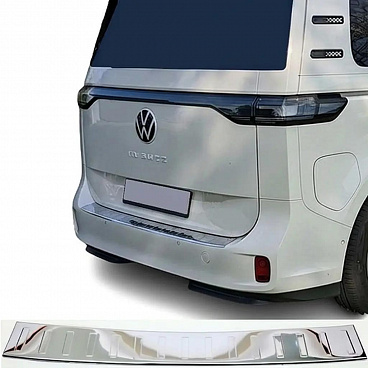 Polierte Edelstahl-Schutzleiste für die obere Kante der hinteren Stoßstange VW ID. Buzz 2022+ Polierte Edelstahl-Schutzleiste für die obere Kante der hinteren Stoßstange VW ID. Buzz 2022+