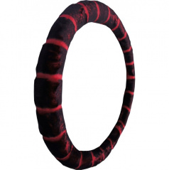 Lenkradbezug aus schwarzem und rotem Fell, 37–39 cm