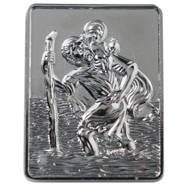 Quadratische Metalltafel St. Christophorus - Beschützer der Fahrer 35x45 mm