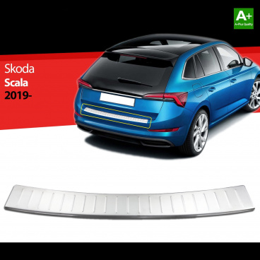 Kantenabdeckung der hinteren Stoßstange aus gebürstetem Edelstahl für Škoda Scala 2019+ Kantenabdeckung der hinteren Stoßstange aus gebürstetem Edelstahl für Škoda Scala 2019+
