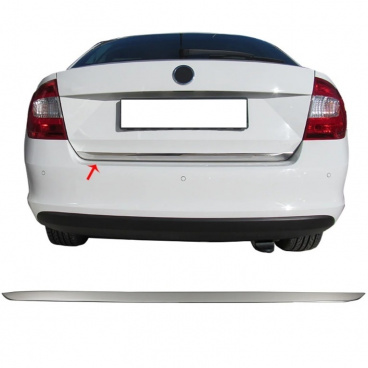 Edelstahl-Chrom-Unterschiene des hinteren Kofferraums Omtec Škoda Rapid Limousine 2012-19 Edelstahl-Chrom-Unterschiene des hinteren Kofferraums Omtec Škoda Rapid Limousine 2012-19