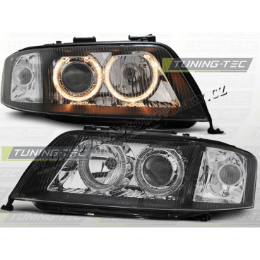 AUDI A6 (C5) 1999-01 FRONT CLEAR LIGHTS ANGEL EYES BLACK