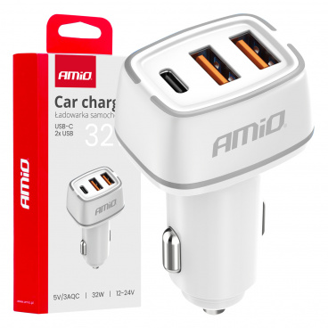 Autoladegerät 2x USB-A + USB-C 32W 12/24V AMiO-03890 Autoladegerät 2x USB-A + USB-C 32W 12/24V AMiO-03890