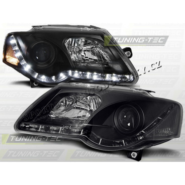 VW PASSAT B6 (3C) 2005–10 FRONT CLEAR LIGHTS DAYLIGHT LED BLACK