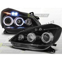 RENAULT CLIO III 2005-09 FRONT CLEAR LIGHTS ANGEL EYES BLACK