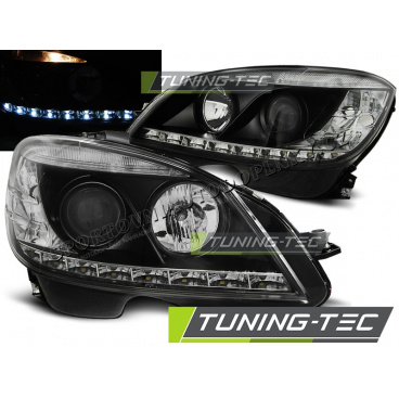 Mercedes W204 2007-10 klare Frontleuchten schwarz H7
