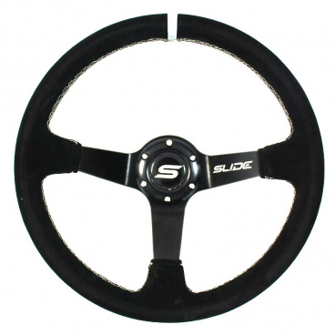Sportlenkrad WRC 350 mm schwarzes Wildleder / silberne Naht