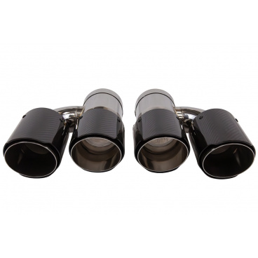 Endrohrdämpfer 89mmx2 Eingang 76mm Carbon Gloss Set