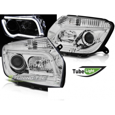 Dacia Duster 04.2010 – klare Vorderlichter, verchromtes Tube Light Dacia Duster 04.2010 – klare Vorderlichter, verchromtes Tube Light