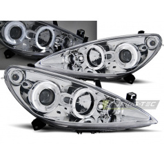 Peugeot 307 04.2001-06.2005 Angel Eyes Chrom-Frontscheinwerfer, klar