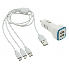 USB-3-in-1-Telefonladegerät (Micro-USB, iPhone, USB C)