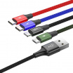 Multikabel für Telefon USB/ 4 Anschlüsse 2xUSB-C / Lightning / Micro 3,5A 1.2m
