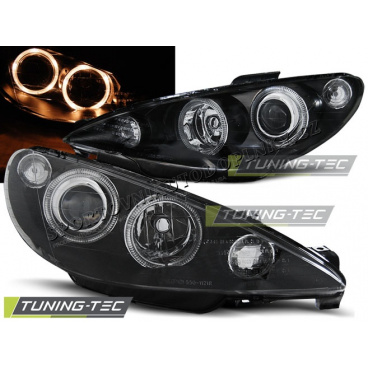 PEUGEOT 206 AB 2002 FRONTKLARLEUCHTEN ANGEL EYES SCHWARZ