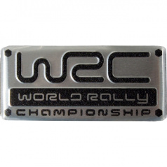 Kunststoffemblem WRC im Aluminiumdesign mit 55X25 mm Klebefläche