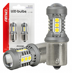 LED-Lampen STANDARD BAU15S PY21W 3030 15SMD weiß 12V 24V AMIO-05001