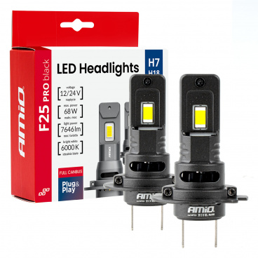 LED-Autolampen Serie F25 PRO BLACK FULL CANBUS H7 68W 12V 24V AMIO-04720 LED-Autolampen Serie F25 PRO BLACK FULL CANBUS H7 68W 12V 24V AMIO-04720