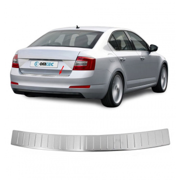 Schutzblech für die hintere Stoßstange aus Edelstahl Škoda Octavia Limousine, Fabia III HTB geschliffen Schutzblech für die hintere Stoßstange aus Edelstahl Škoda Octavia Limousine, Fabia III HTB geschliffen