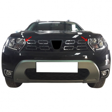 Edelstahl-Frontleuchtenabdeckungen Omtec Dacia Duster 2018+ im polierten Design