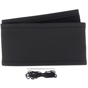 Lenkradbezug Leder schwarz/schwarze Naht für Durchmesser 37-39 cm