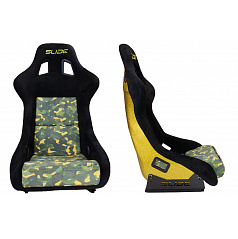 Sportstuhl SLIDE KS2 Premium Camouflage Dunkelgrün Velur & Gelber Glitzer