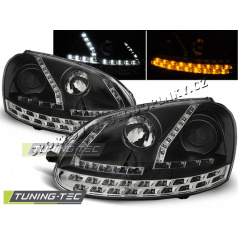 VW GOLF 5 2003-08 FRONT CLEAR LIGHTS DAYLIGHT LED BLACK