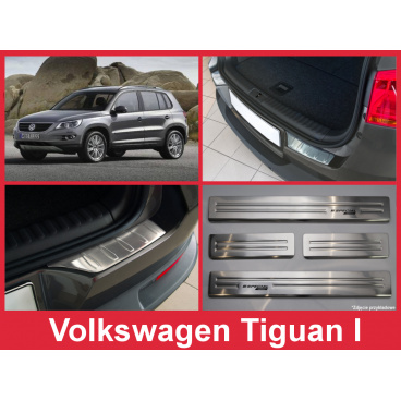 Edelstahl-Abdeckungsset-Heckstoßstangenschutz+Türschwellenschutzleisten VW Tiguan 2007-15