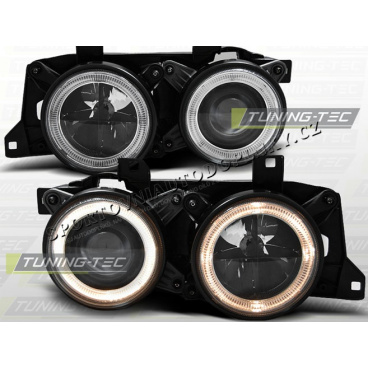 BMW E32 E34 FRONTKLARLEUCHTEN ANGEL EYES SCHWARZ