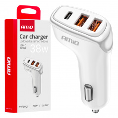 Autoladegerät 2x USB-A + USB-C 38W AMiO-03886