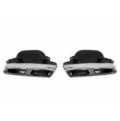 Endrohrdämpfer 285x80mm Eingang 160x100mm Mercedes W212 Poliertes Set