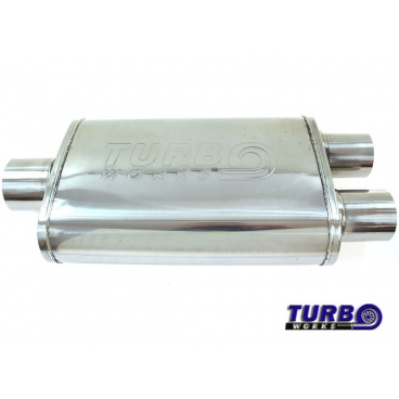 Mittlerer Abgas-ZwischenschalldämpferTurbowork mit Aufteilung in 2 Ausgänge Mittlerer Abgas-ZwischenschalldämpferTurbowork mit Aufteilung in 2 Ausgänge