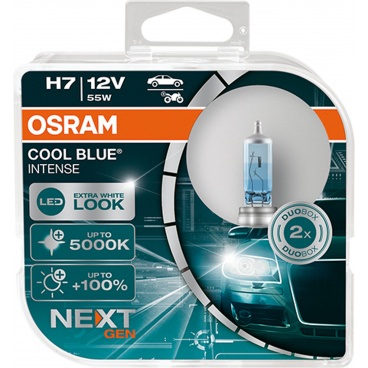 Glühbirne Osram H7 12V 55W Cool Blue Intense Next Generation 5000K +100% Box 2 Stk