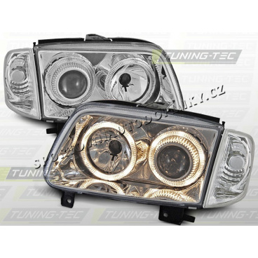 VW POLO 6N 2 1999-01 KLARE FRONTLICHTER ANGEL EYES CHROM VW POLO 6N 2 1999-01 KLARE FRONTLICHTER ANGEL EYES CHROM