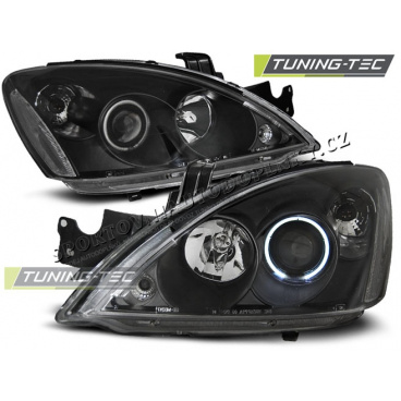 Klare Frontleuchten für Mitsubishi Lancer 7 2004–07, Angel Eyes, Schwarz