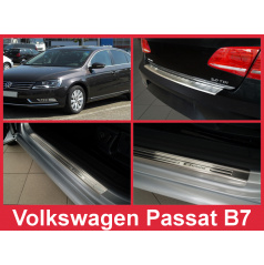 Edelstahl-Abdeckungsset-Heckstoßstangenschutz+Türschwellenschutzleisten VW Passat B7 2011-14